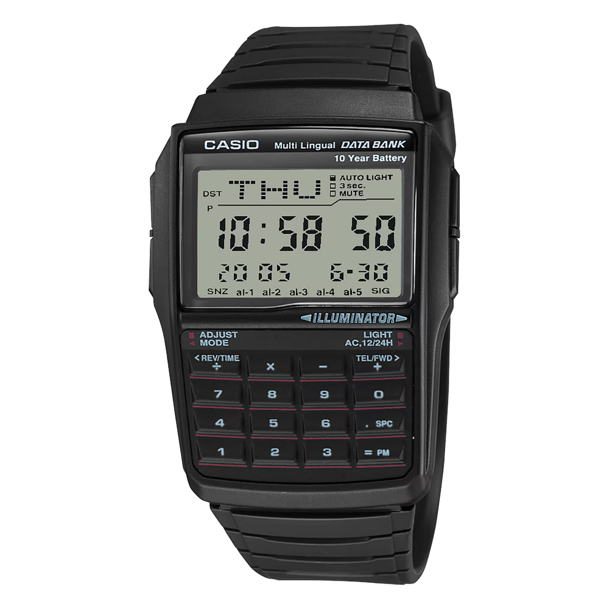 Casio para Caballero, Illuminator Data Bank 10 Años de Batería – DBC-32-1A