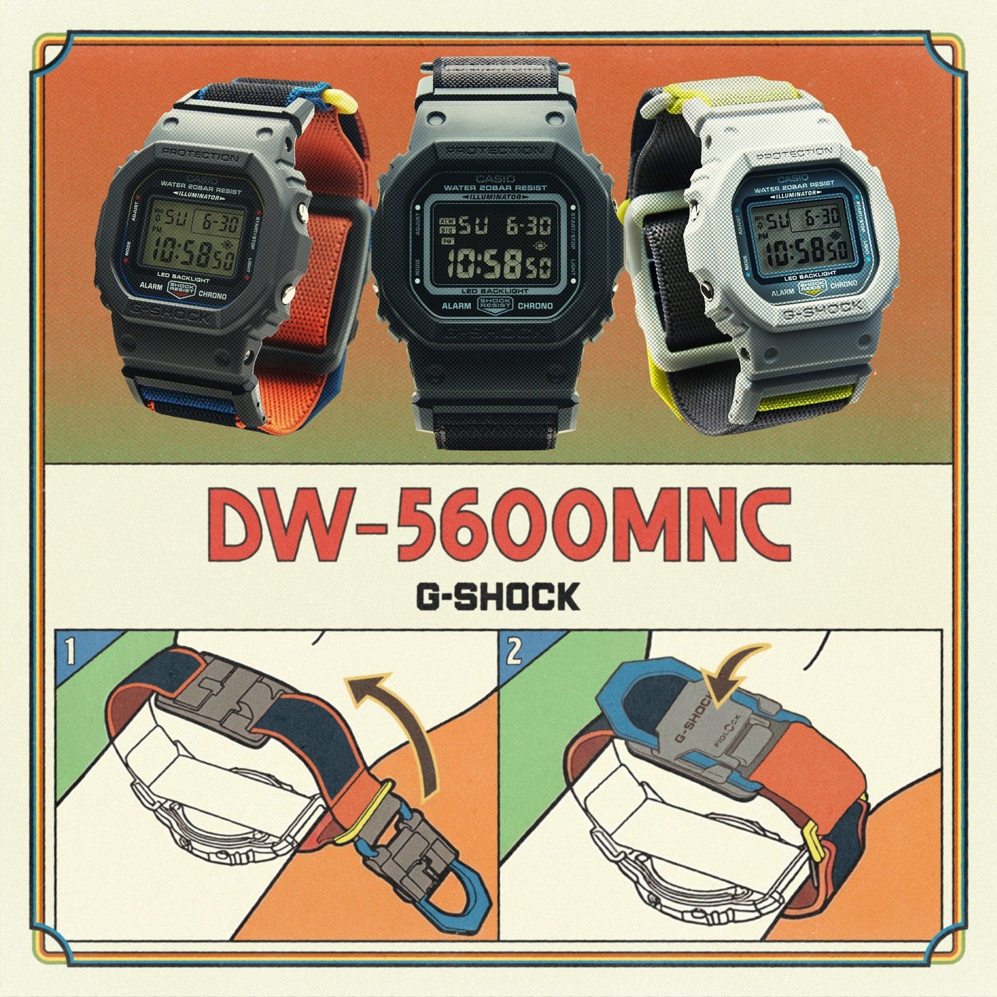 G-Shock de hombre pulsera de tela – DW-5600MNC-1