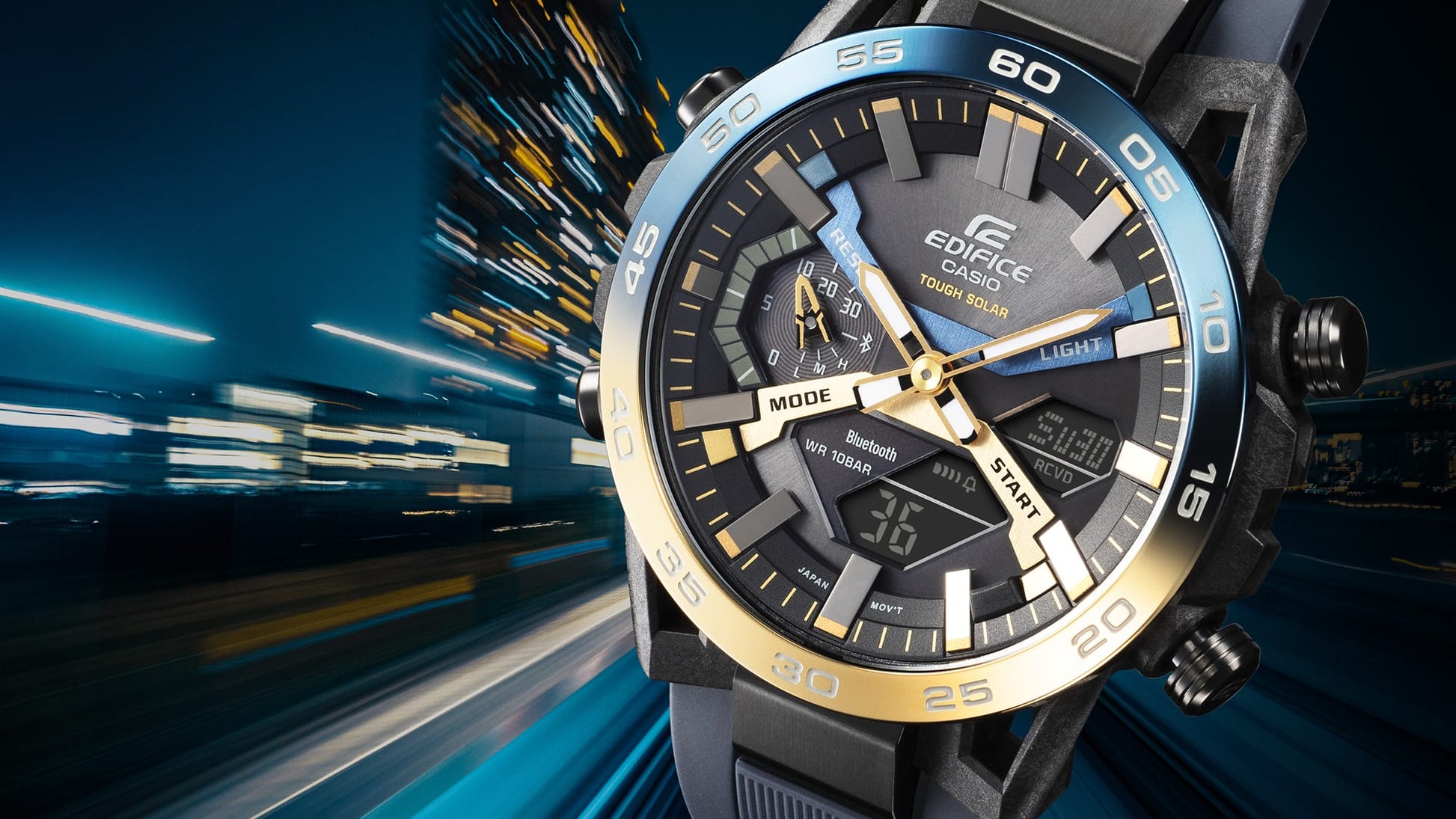 ECB-2000NP-1A Reloj Edifice Sospensione de caballero pulsera de silicona