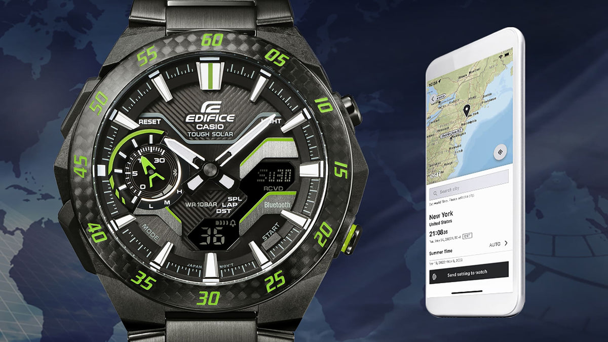 Edifice de caballero pulsera de metal – ECB-2200RC-1A3