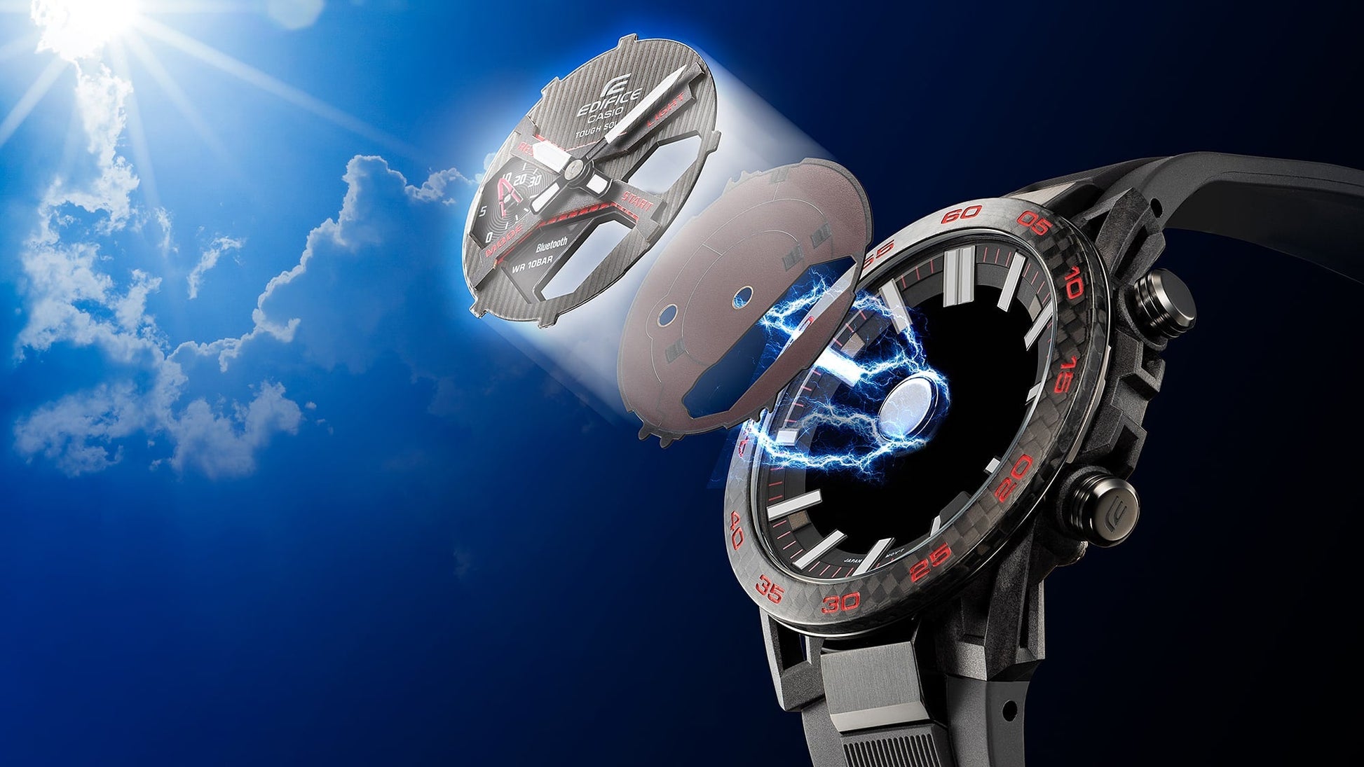 Edifice de caballero pulsera de metal – ECB-2200RC-1A9