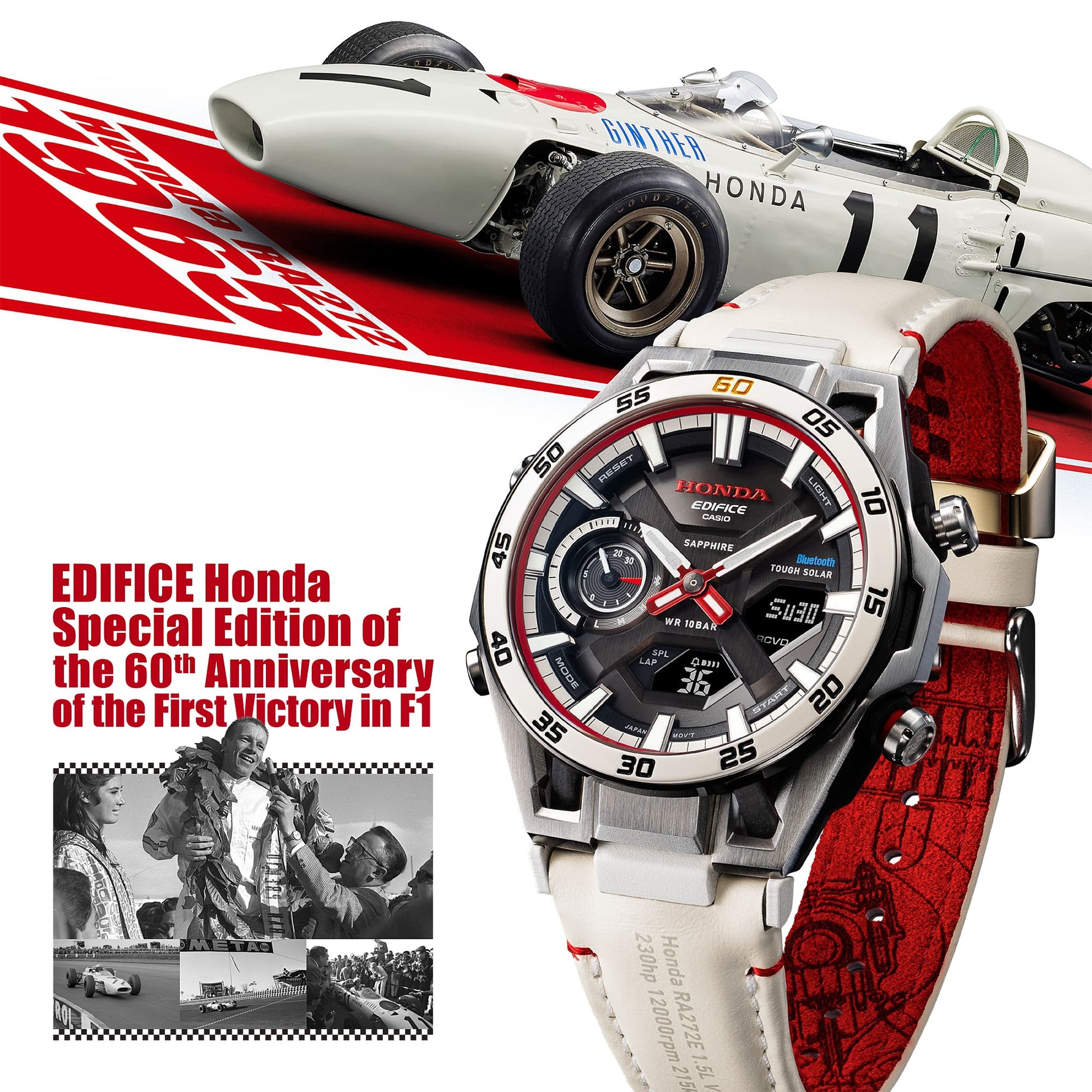 ECB-2300HR-1A Reloj Edifice Sospensione de hombre correa de cuero