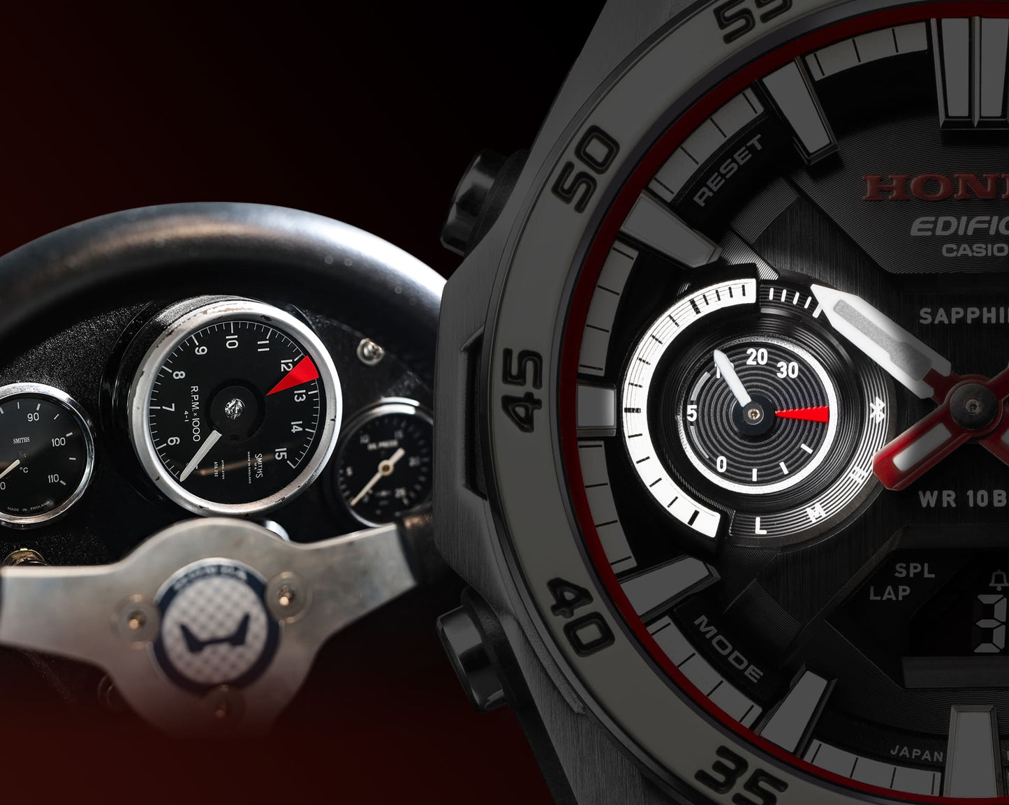 ECB-2300HR-1A Reloj Edifice Sospensione de hombre correa de cuero