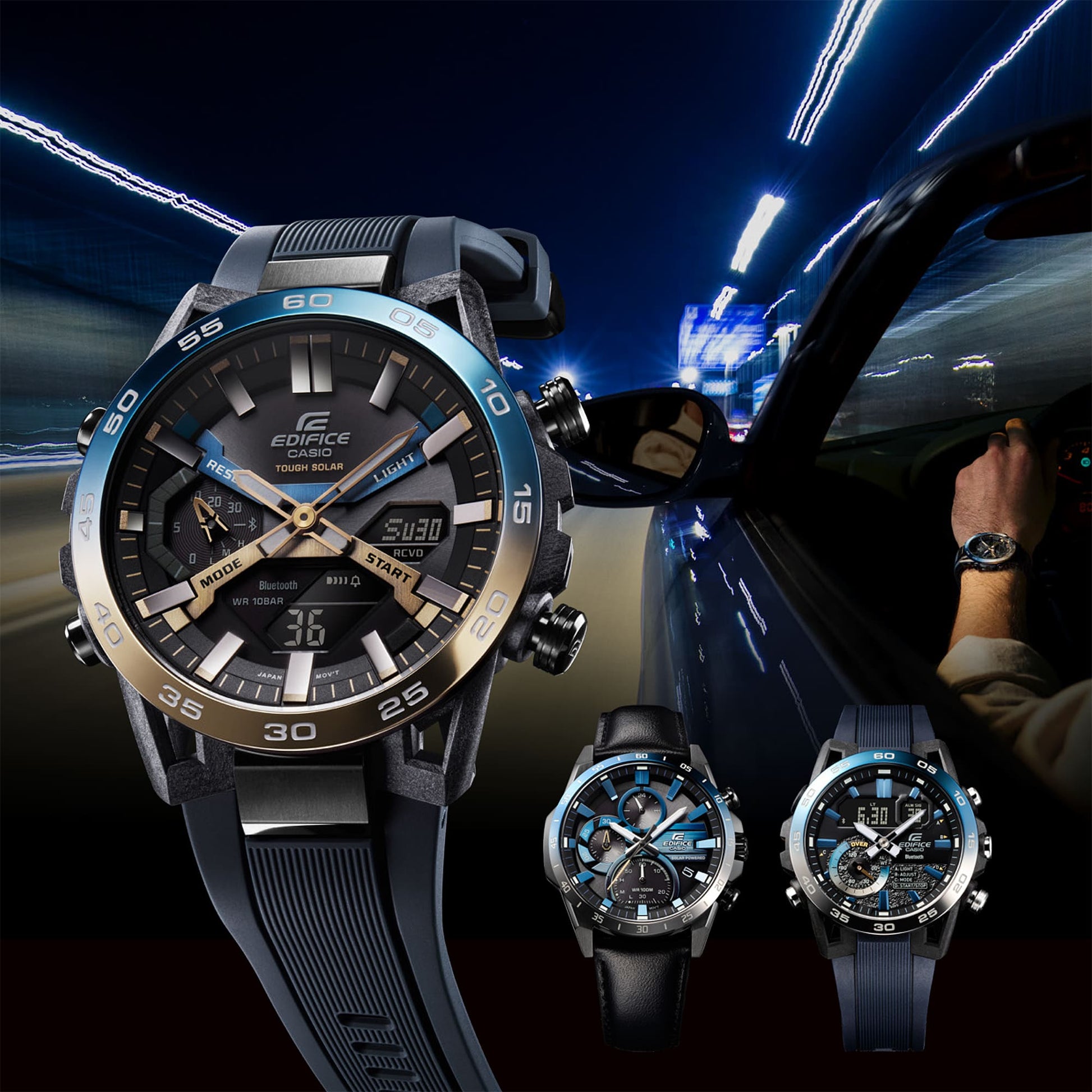 ECB-2000NP-1A Reloj Edifice Sospensione de caballero pulsera de silicona