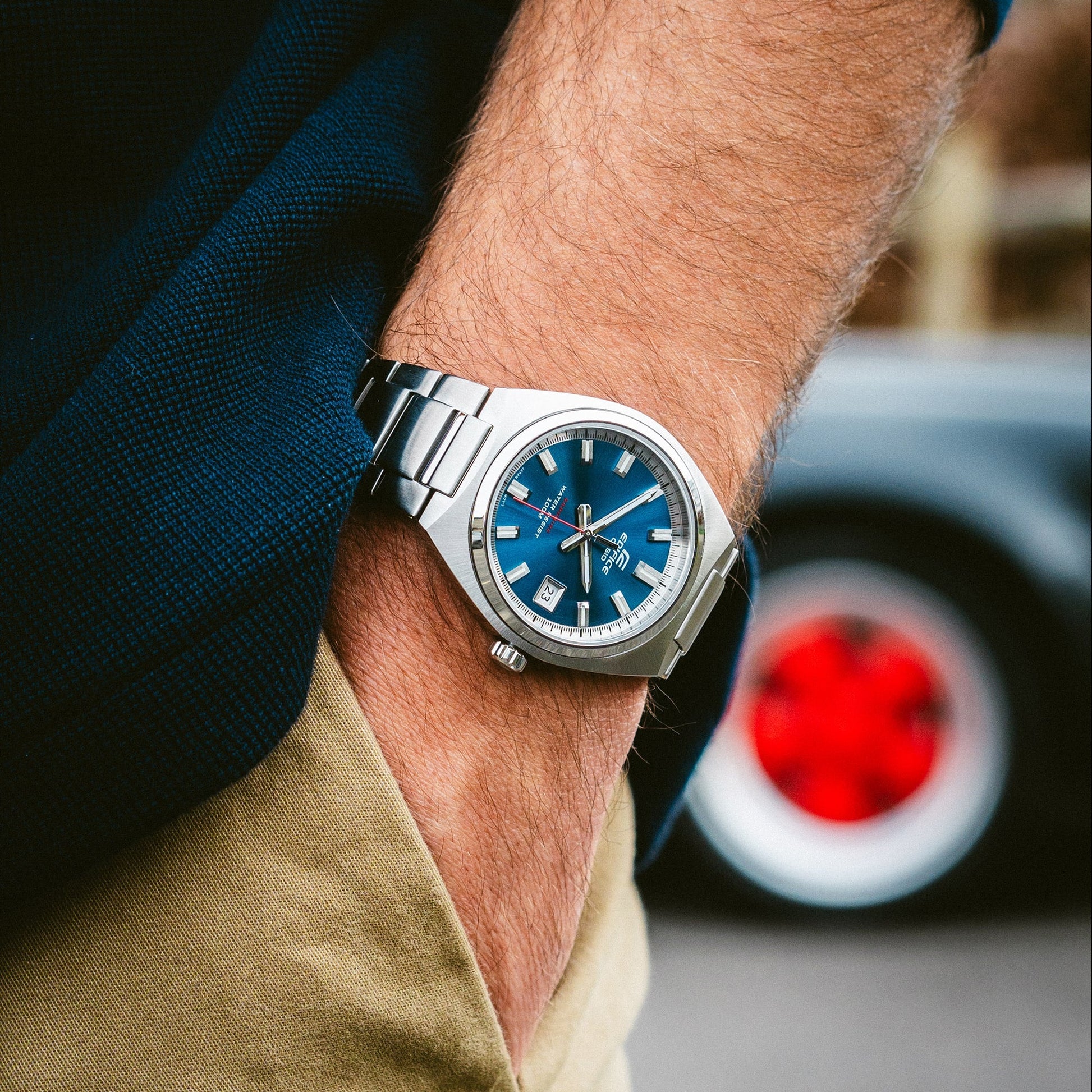 Edifice de hombre pulsera de metal cristal zafiro – EFB-109D-2AV