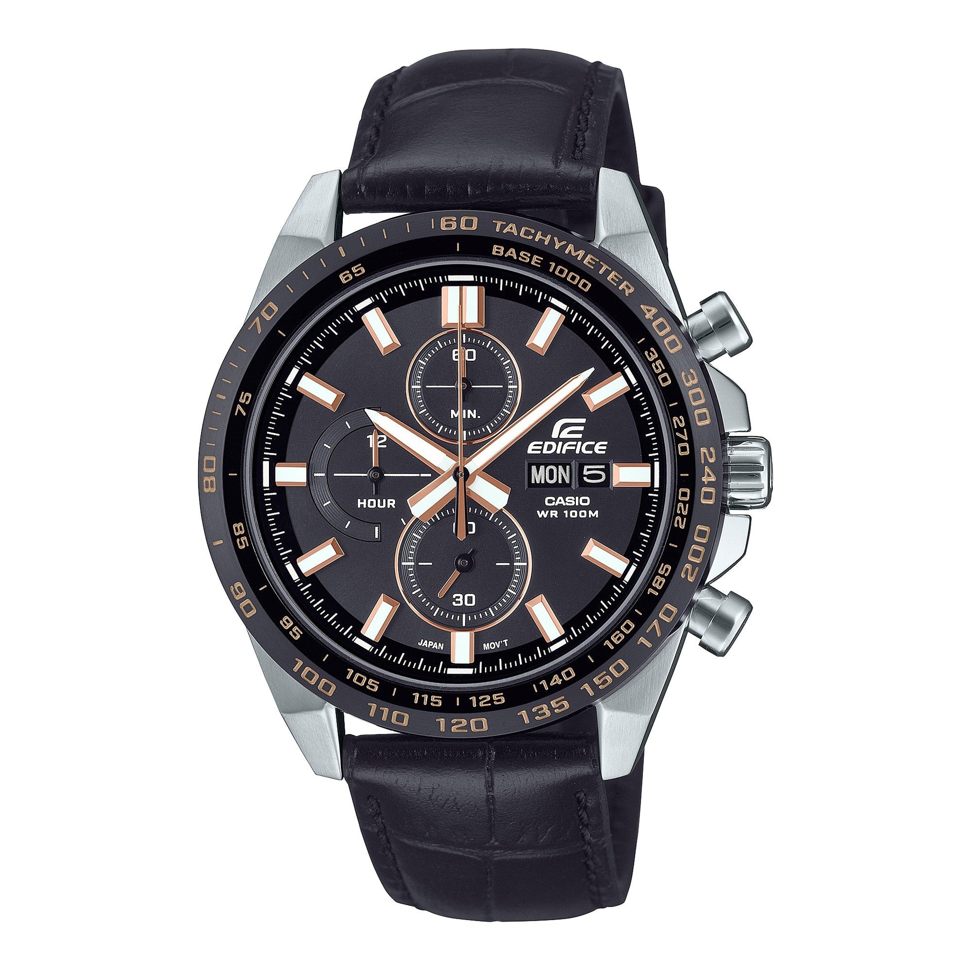 Edifice de hombre correa de piel – EFR-574BL-1AV