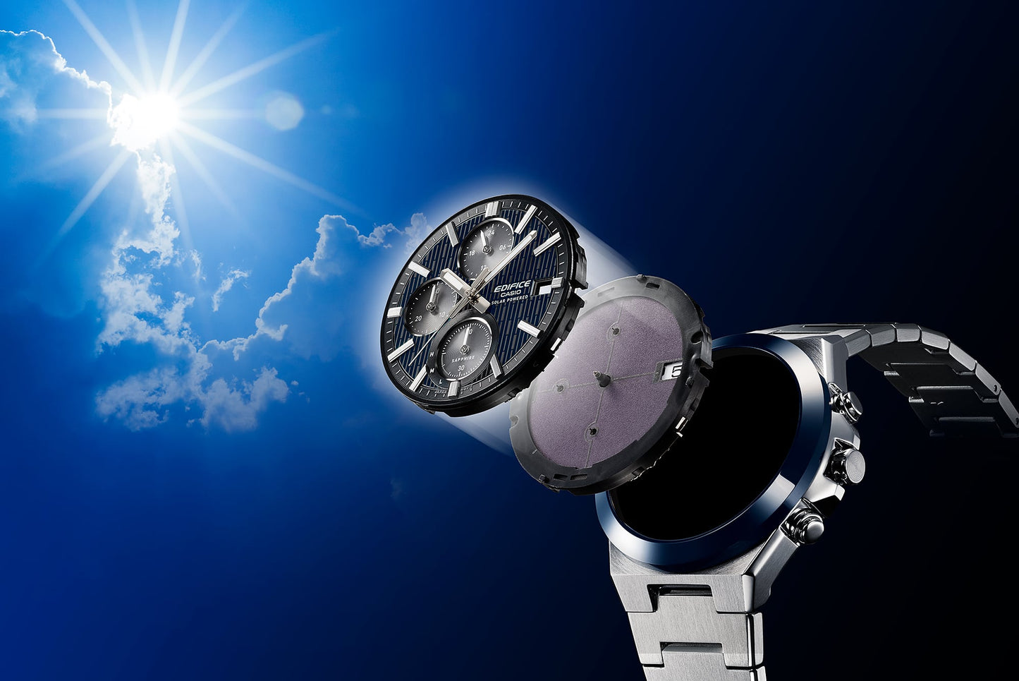 EFS-S650D-2A Reloj Edifice de hombre pulsera de metal cristal zafiro