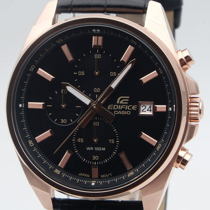 Edifice de hombre pulsera de cuero 49 mm – EFV-610ECL-1A