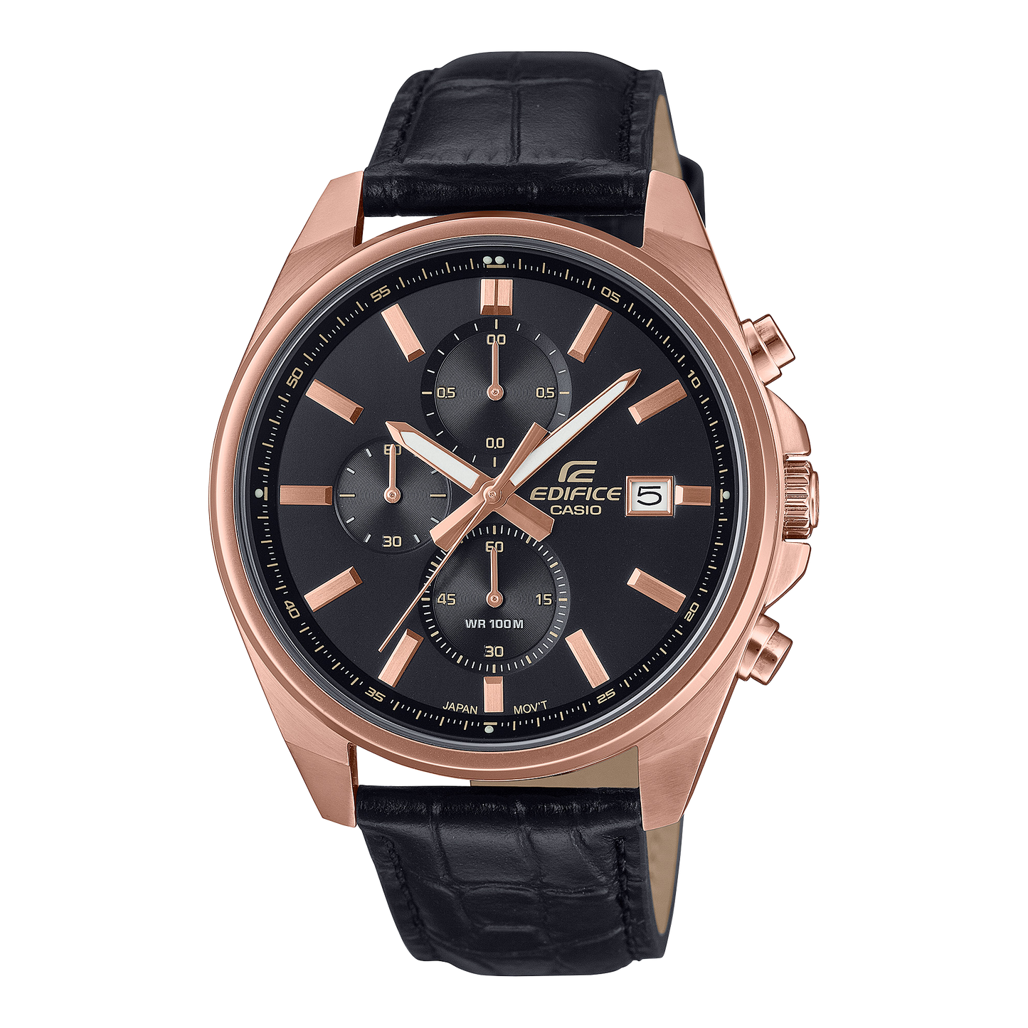 Edifice de hombre pulsera de cuero 49 mm – EFV-610ECL-1A