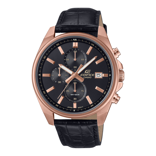 Edifice de hombre pulsera de cuero 49 mm – EFV-610ECL-1A