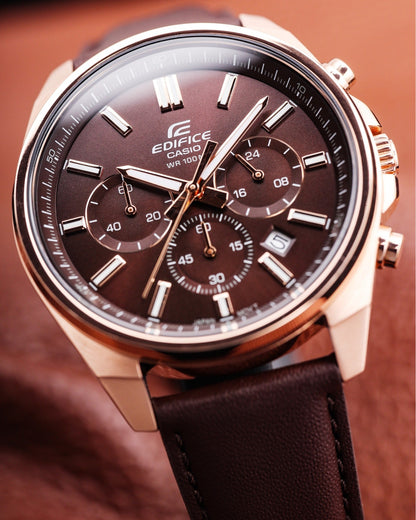 Edifice de hombre pulsera de cuero – EFV-650CL-5AV