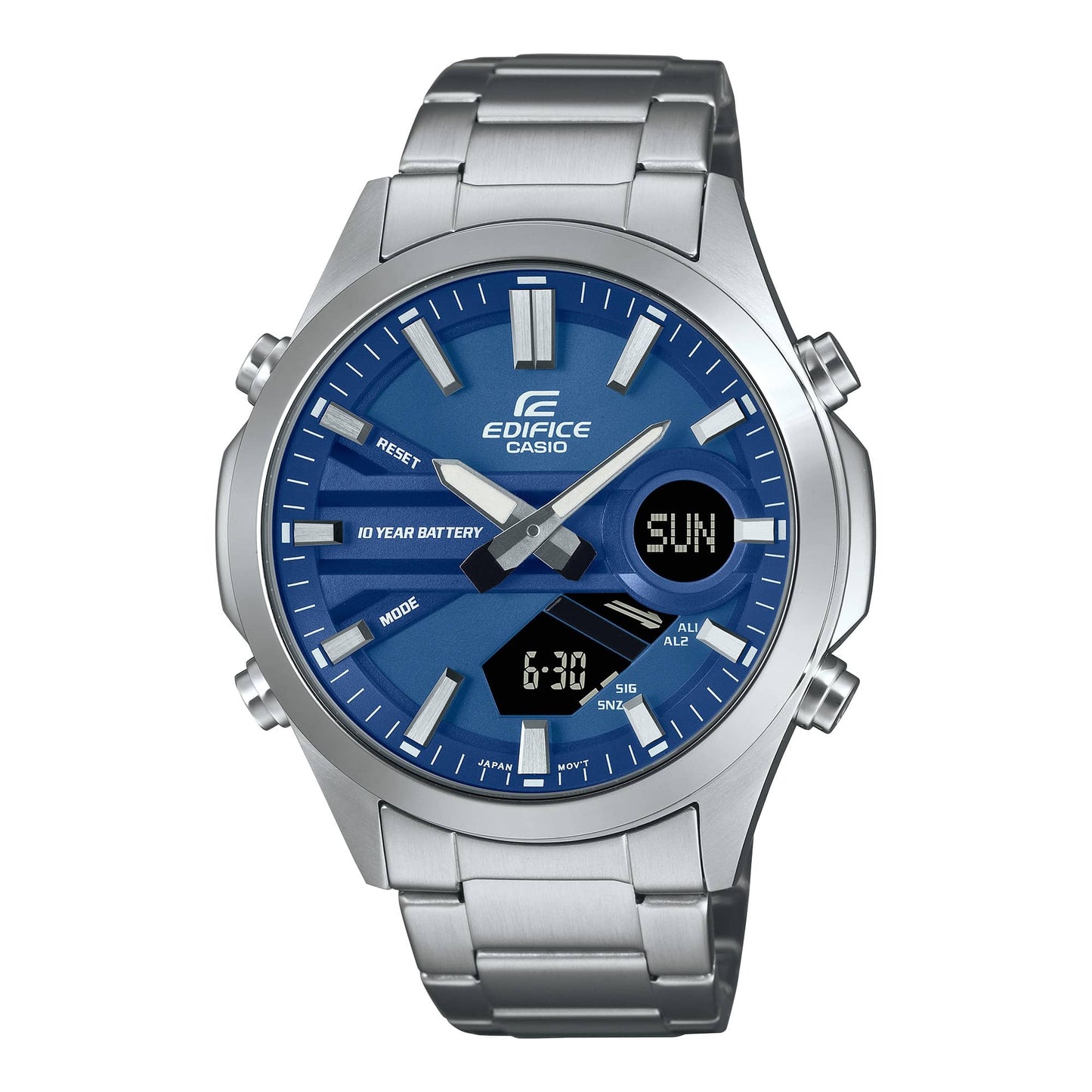 Edifice para Hombre Doble Hora Pulsera de Metal – EFV-C120D-2A