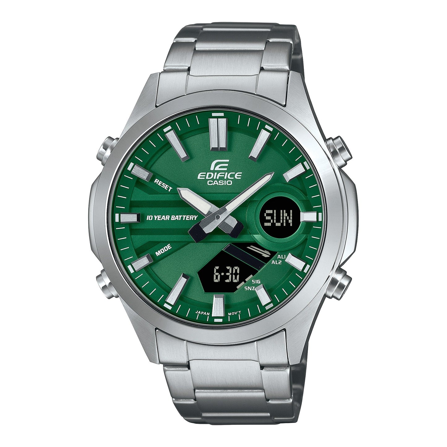 Edifice para Caballero Doble Hora Pulsera de Acero Inoxidable – EFV-C120D-3A