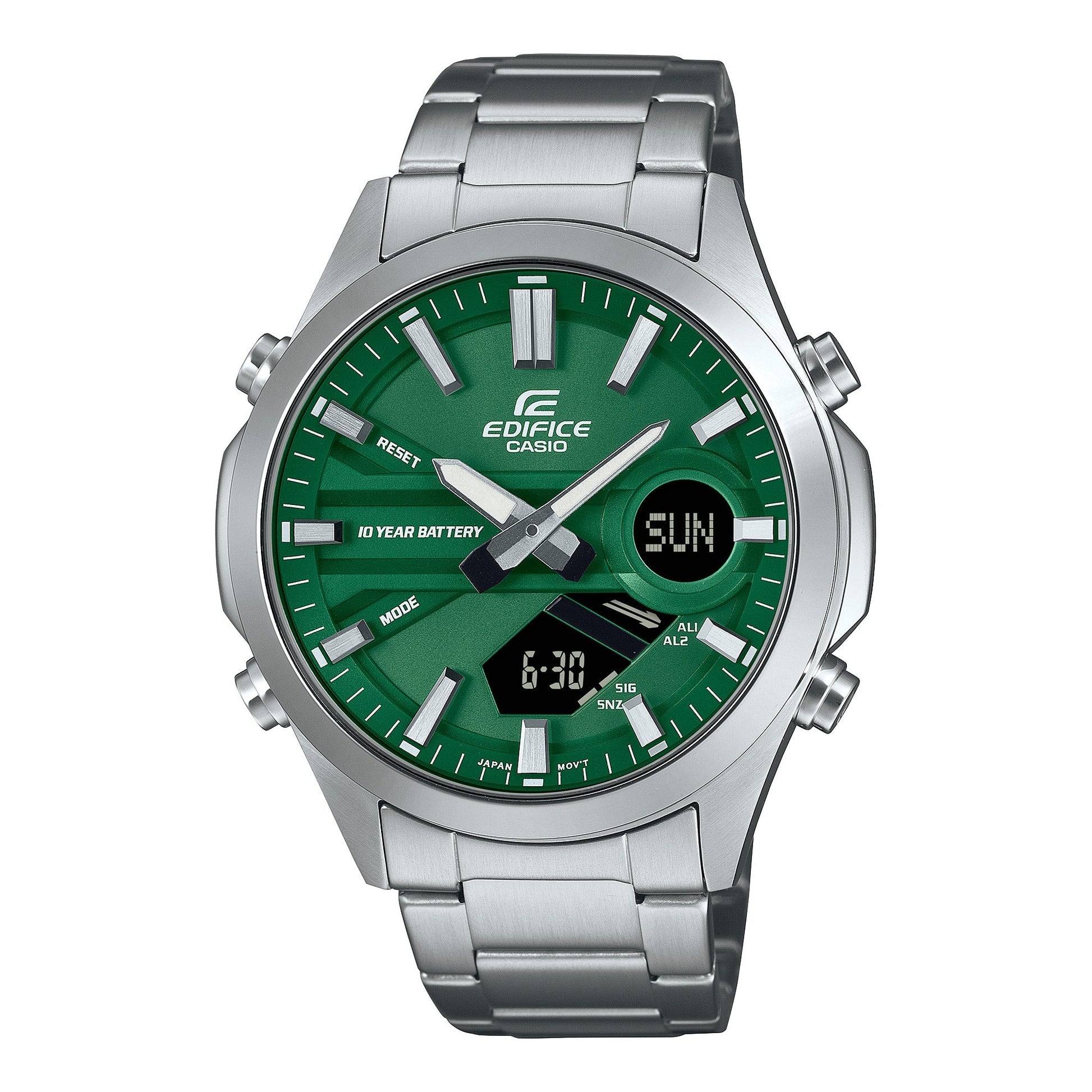 Edifice para Caballero Doble Hora Pulsera de Acero Inoxidable – EFV-C120D-3A