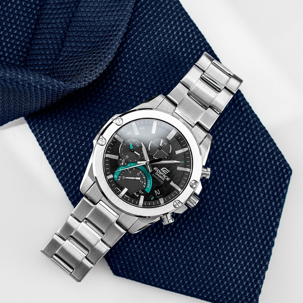 Edifice para Hombre Pulsera de Metal Vinculación Bluetooth cristal zafiro – EQB-1000D-1A