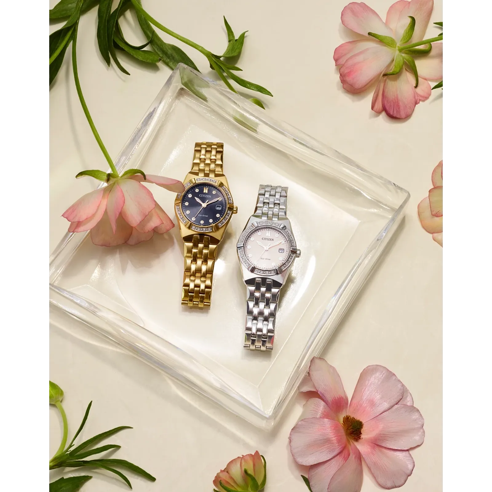 EW2712-55E Reloj Citizen Corso Eco-drive de dama pulsera de metal con diamantes incrustados 28 mm