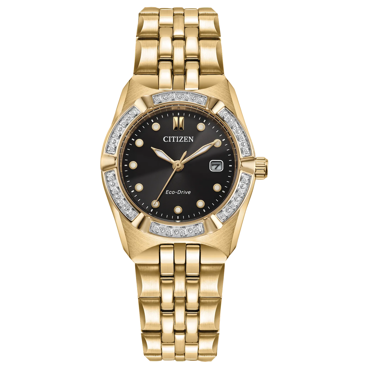 EW2712-55E Reloj Citizen Corso Eco-drive de dama pulsera de metal con diamantes incrustados 28 mm