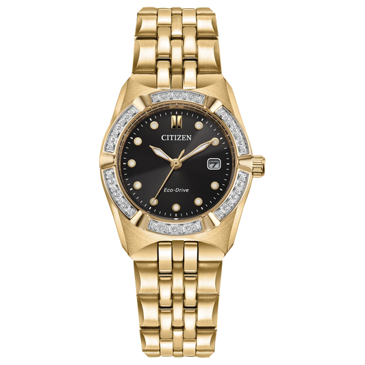 Citizen Corso Eco-drive de dama pulsera de metal con diamantes incrustados 28 mm – EW2712-55E