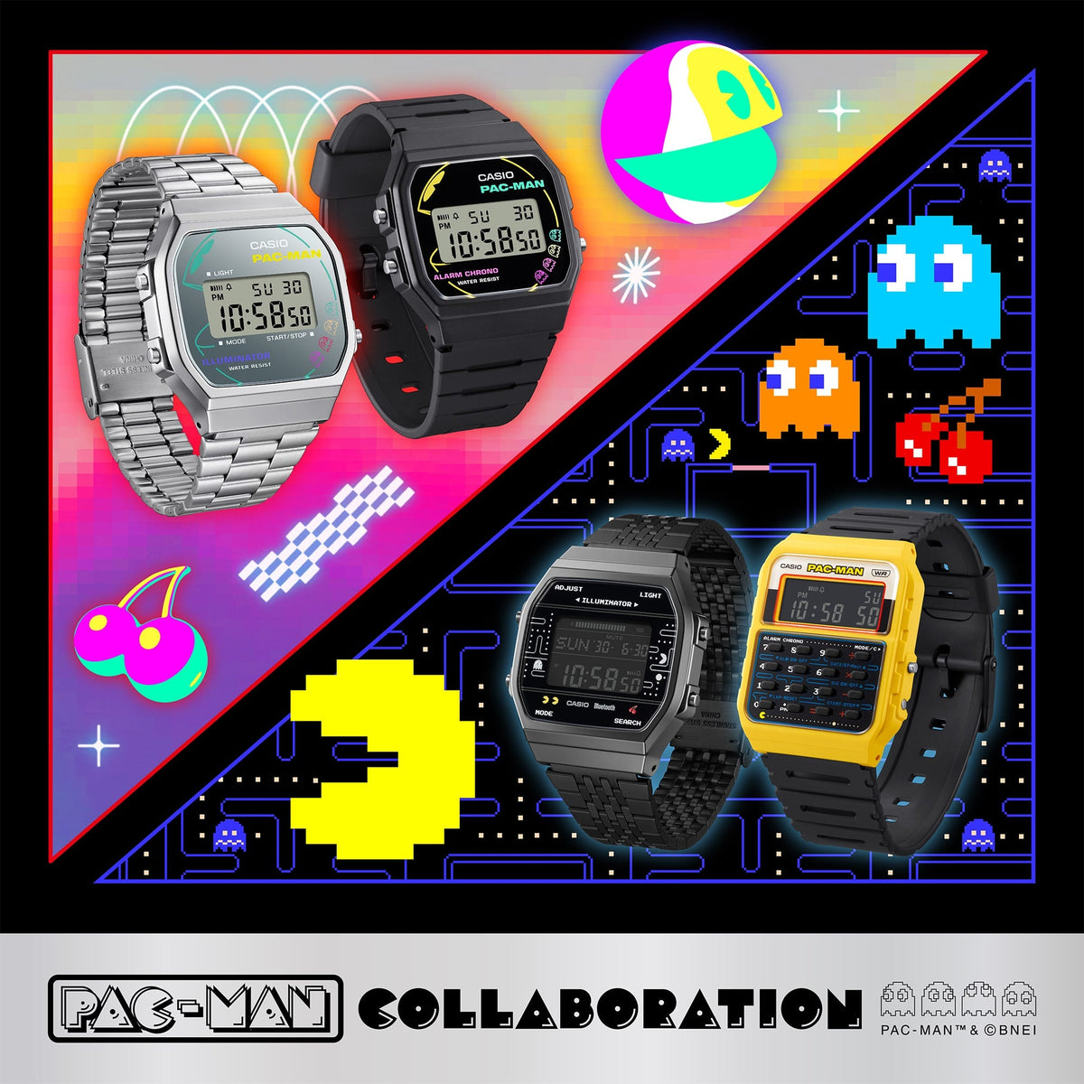 Casio Pac-Man correa de resina unisex – F-91WPC-1A