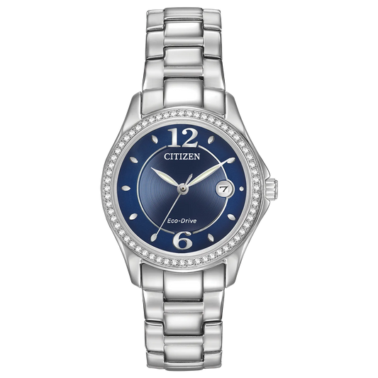 Citizen Silhouette Cristales Eco-drive incrustados de dama pulsera de metal 30 mm – FE1140-86L