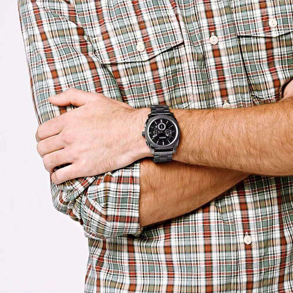 Fossil Machine de hombre banda de metal – FS4662