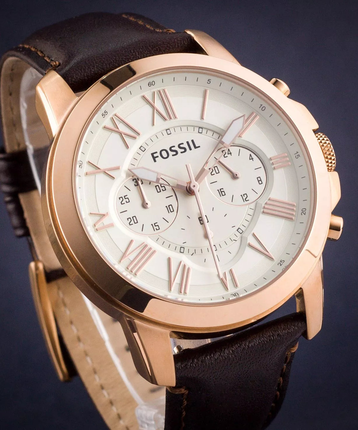 Fossil Grant de caballero banda de piel 44 mm – FS4991