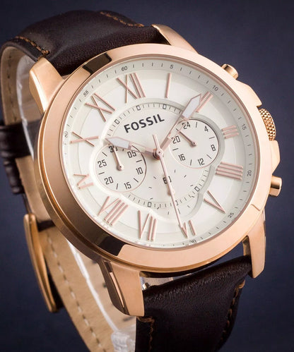 Fossil Grant de caballero banda de piel 44 mm – FS4991