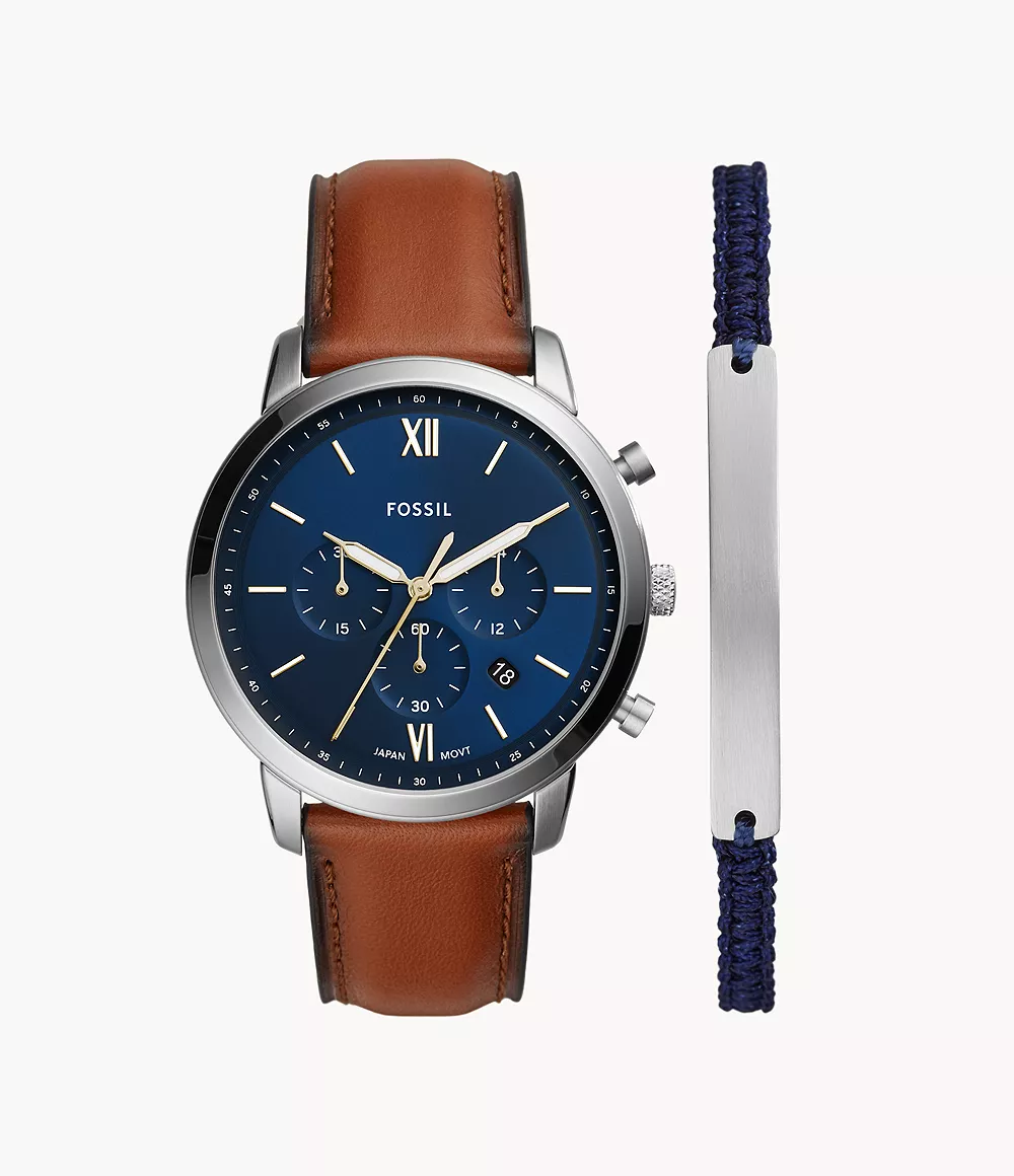 Fossil Neutra de hombre correa de cuero – FS5708SET