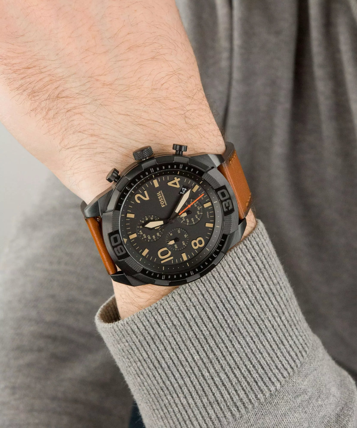 Fossil Bronson de hombre pulsera de cuero 50 mm – FS5714