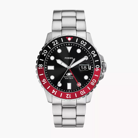 Fossil Blue GMT de hombre correa de metal – FS6092