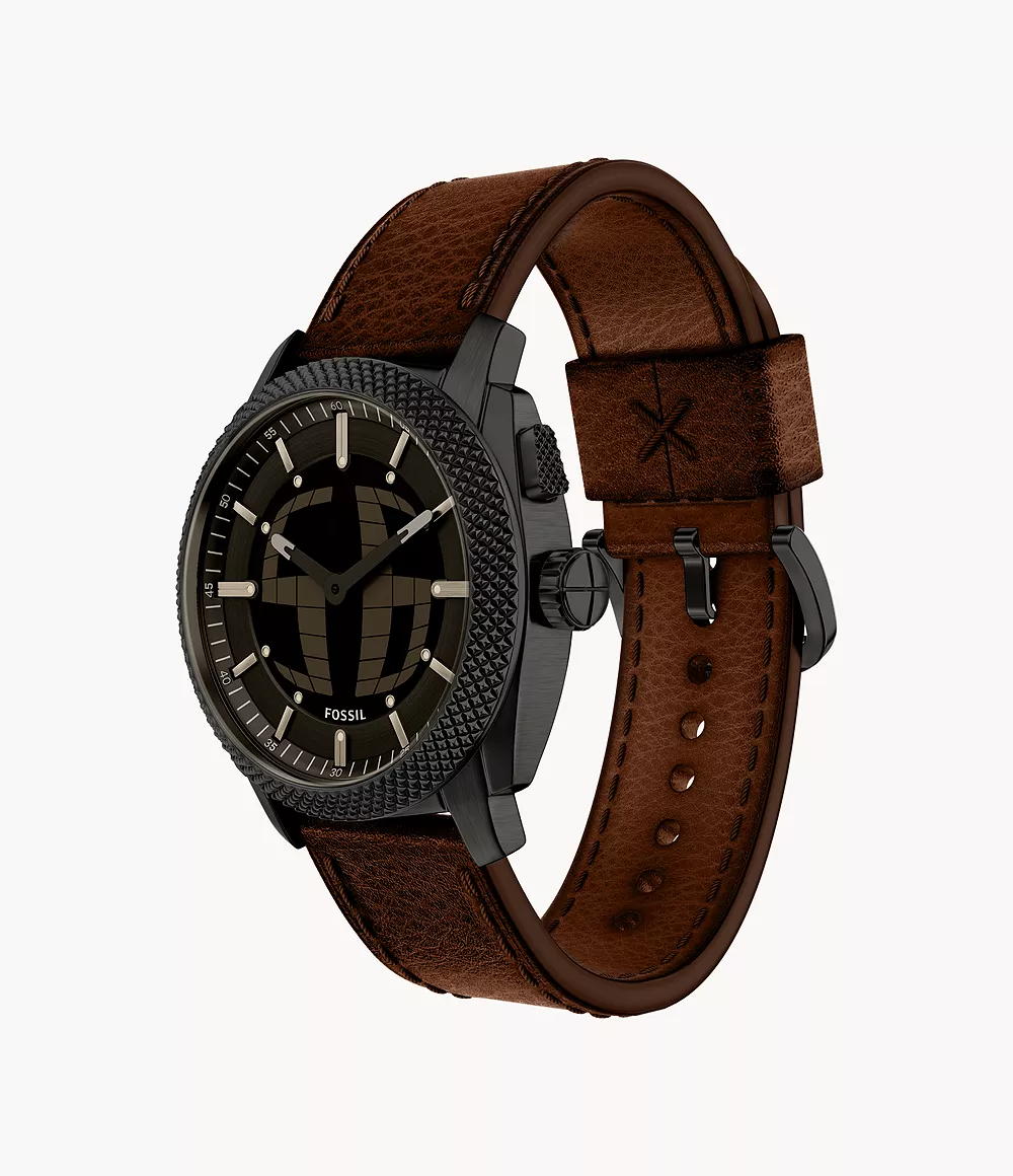 Fossil Machine de hombre correa de cuero – FS6165
