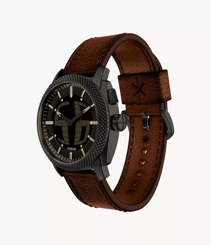 Fossil Machine de hombre correa de cuero – FS6165