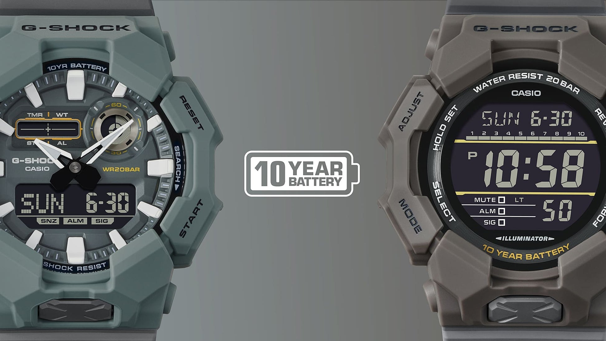 G-Shock de hombre correa de tela 10 años de batería – GA-010CE-2A