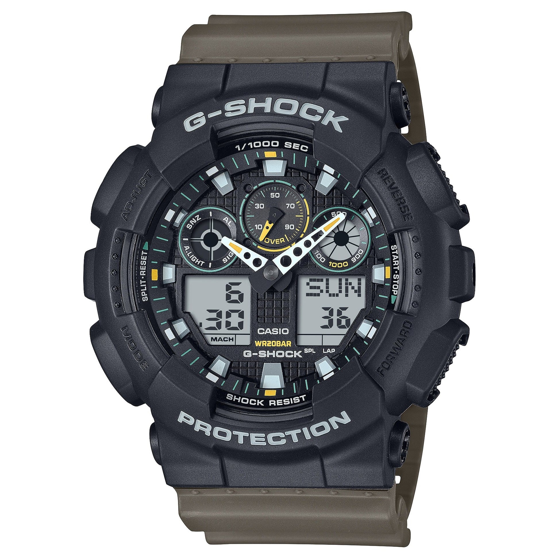 G-Shock para caballero sport con pulsera de resina – GA-100TU-1A3