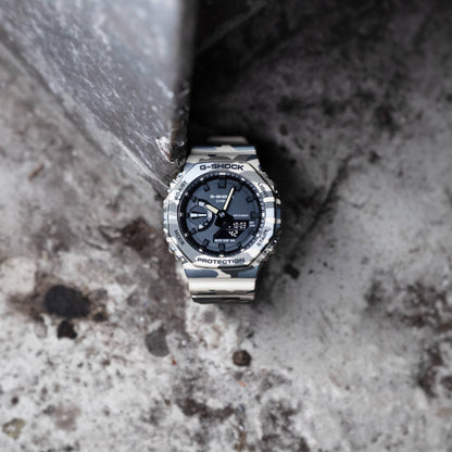 GA-2100CM-5A Reloj G-Shock unisex correa de caucho doble hora