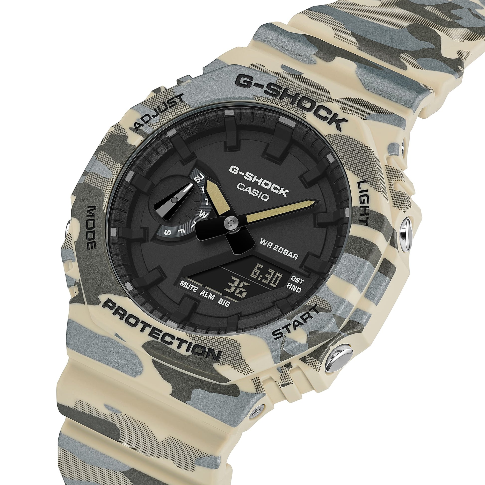 GA-2100CM-5A Reloj G-Shock unisex correa de caucho doble hora