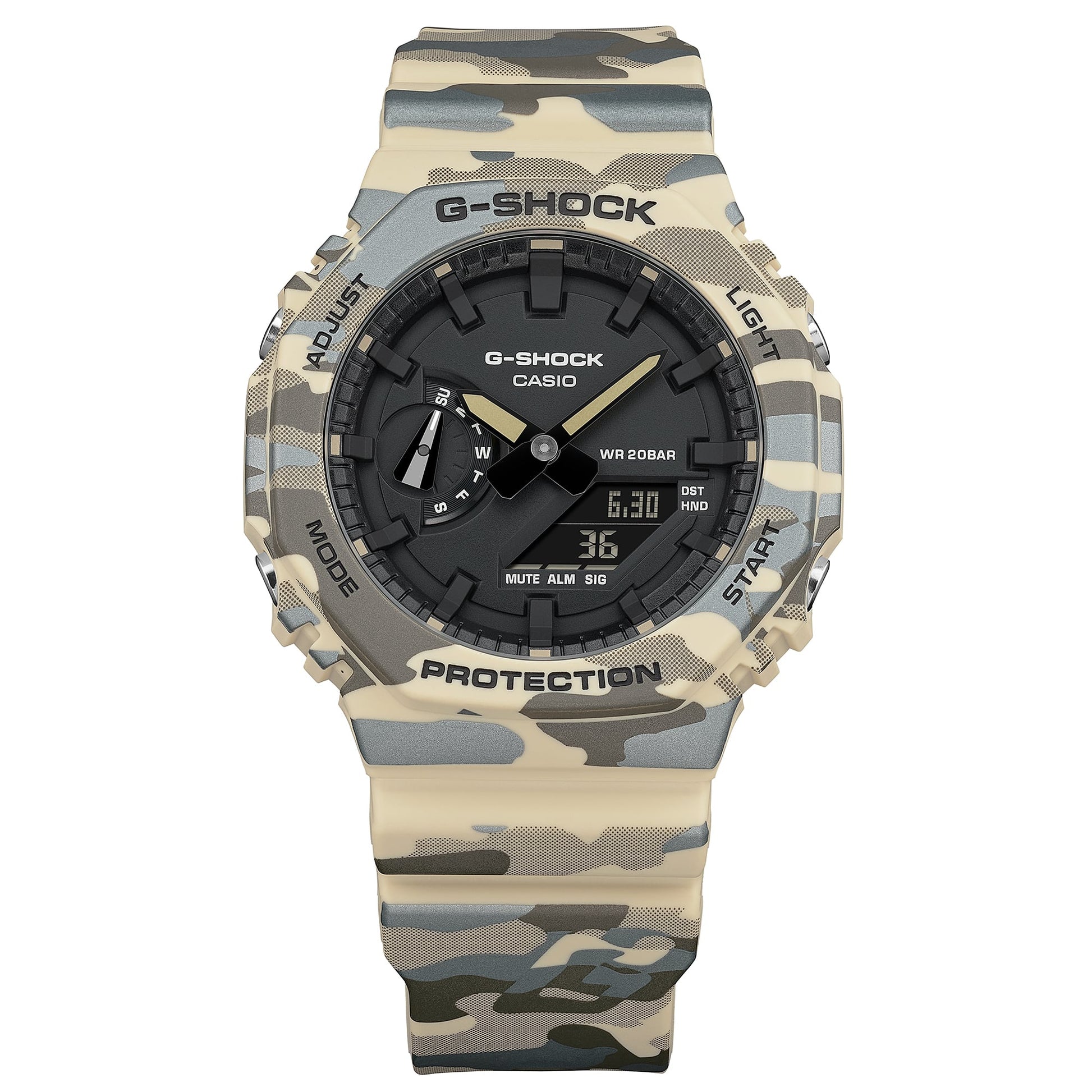 GA-2100CM-5A Reloj G-Shock unisex correa de caucho doble hora