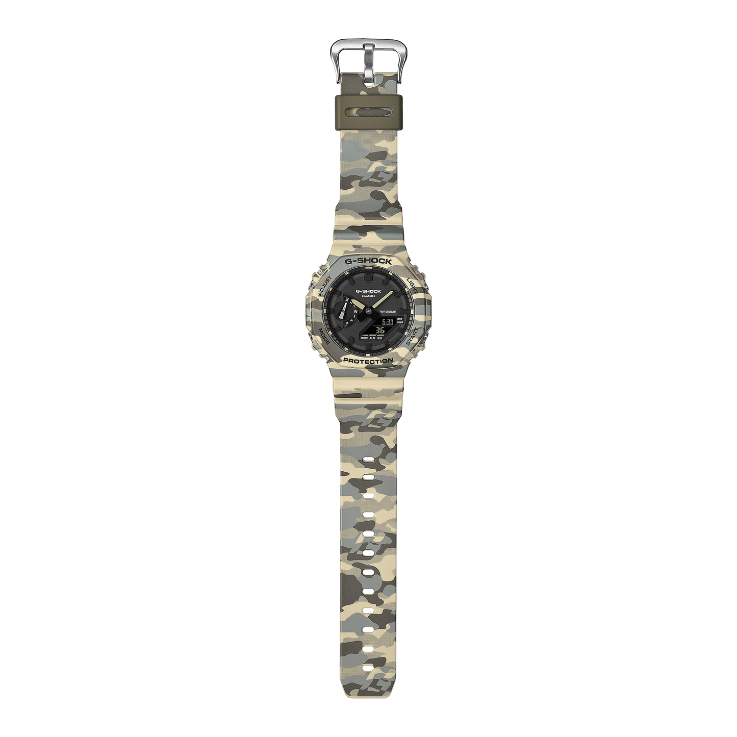 GA-2100CM-5A Reloj G-Shock unisex correa de caucho doble hora