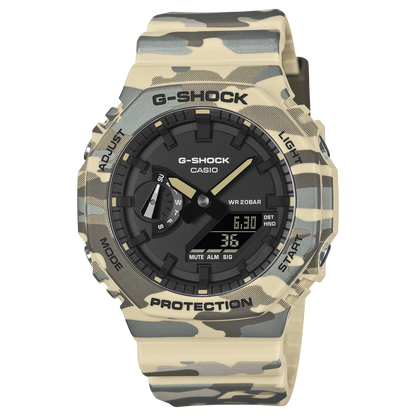 GA-2100CM-5A Reloj G-Shock unisex correa de caucho doble hora