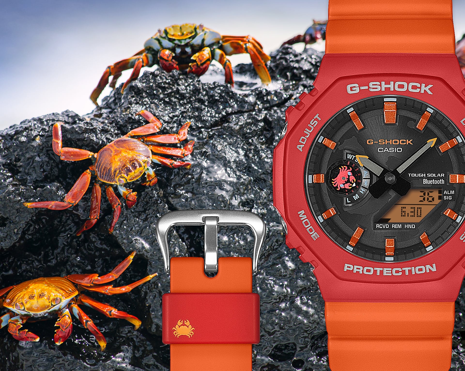 GA-B2100DF-4A Reloj G-Shock Charles Darwin de hombre correa de silicona doble hora