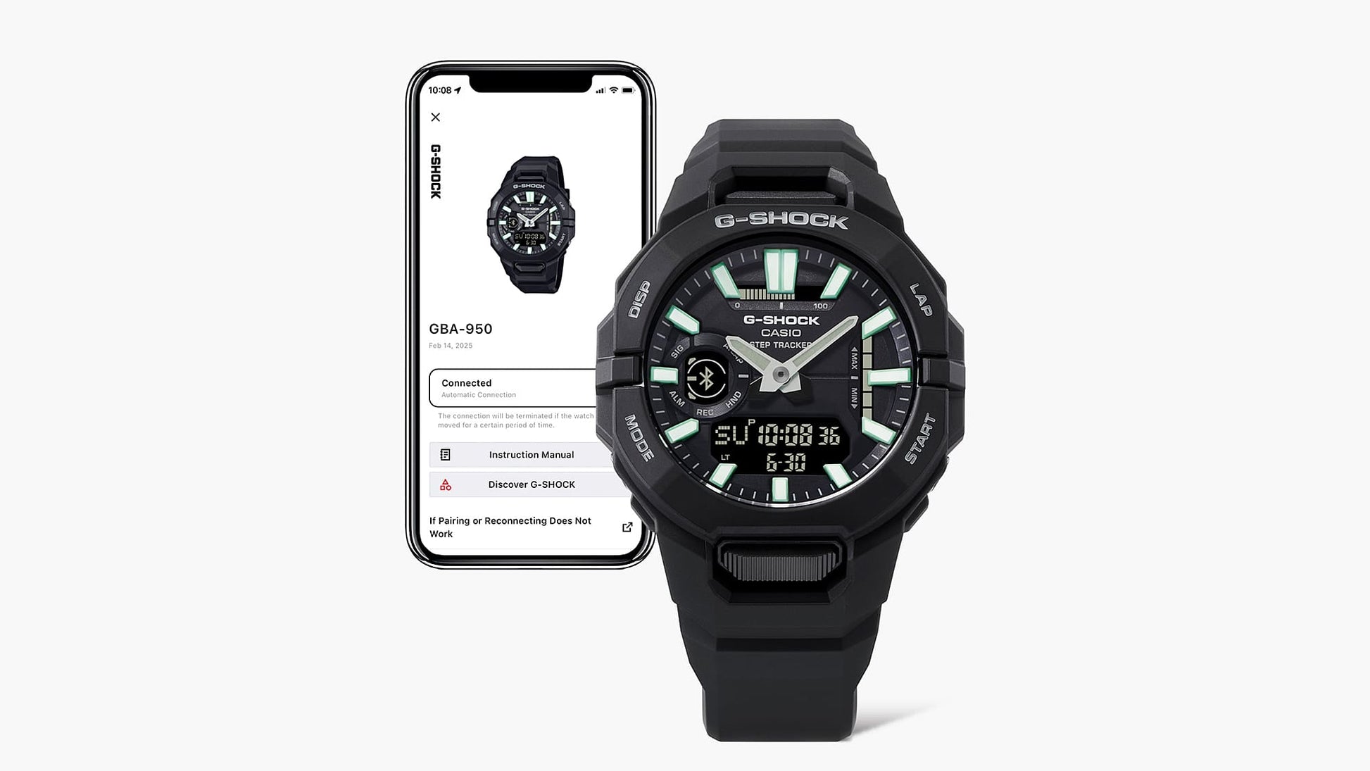 GBA-950-2A Reloj G-Shock de hombre banda de silicona bluetooth