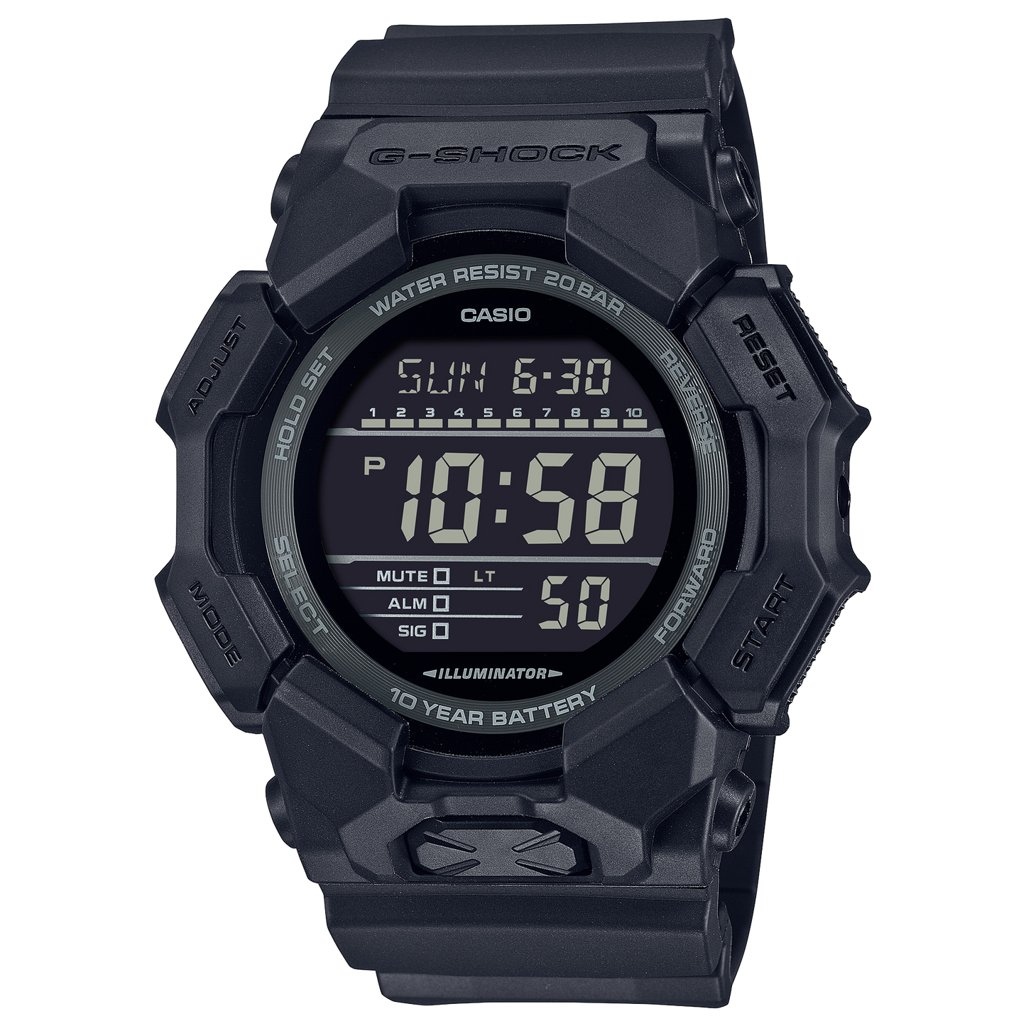 G-Shock de caballero pulsera de caucho 10 años de batería – GD-010-1A1
