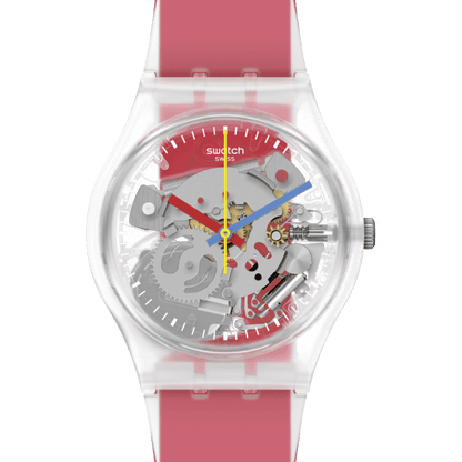 Swatch Clearly Red Striped unisex banda de resina – GE292