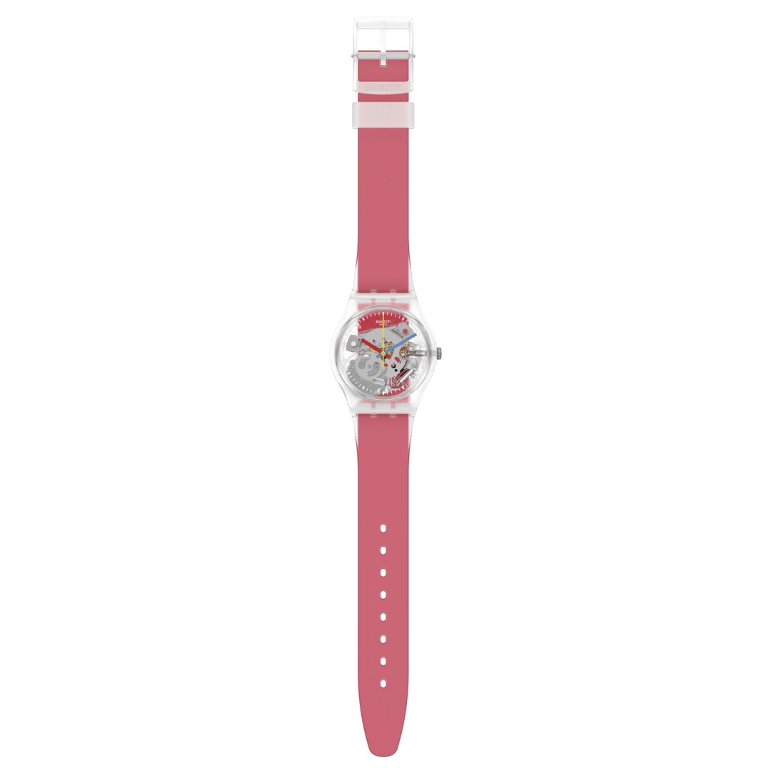 Swatch Clearly Red Striped unisex banda de resina – GE292