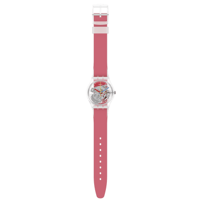 Swatch Clearly Red Striped unisex banda de resina – GE292