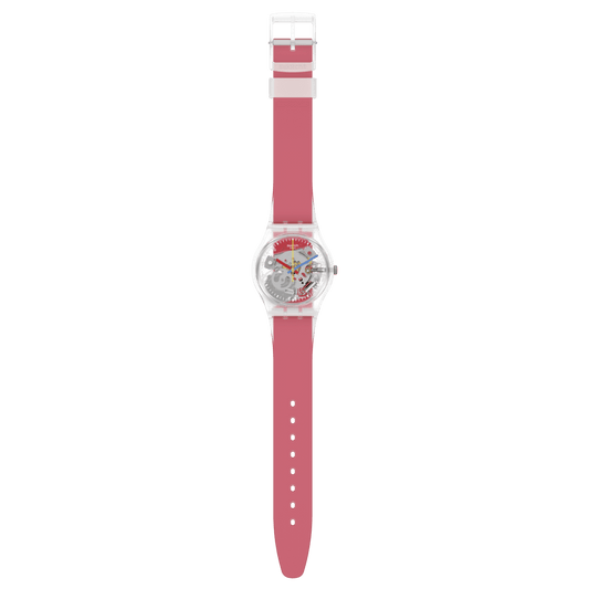 Swatch Clearly Red Striped unisex banda de resina – GE292