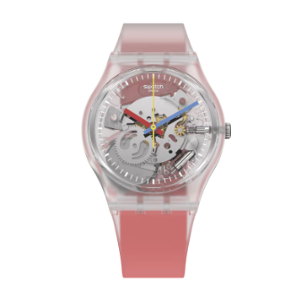 Swatch Clearly Red Striped unisex banda de resina – GE292