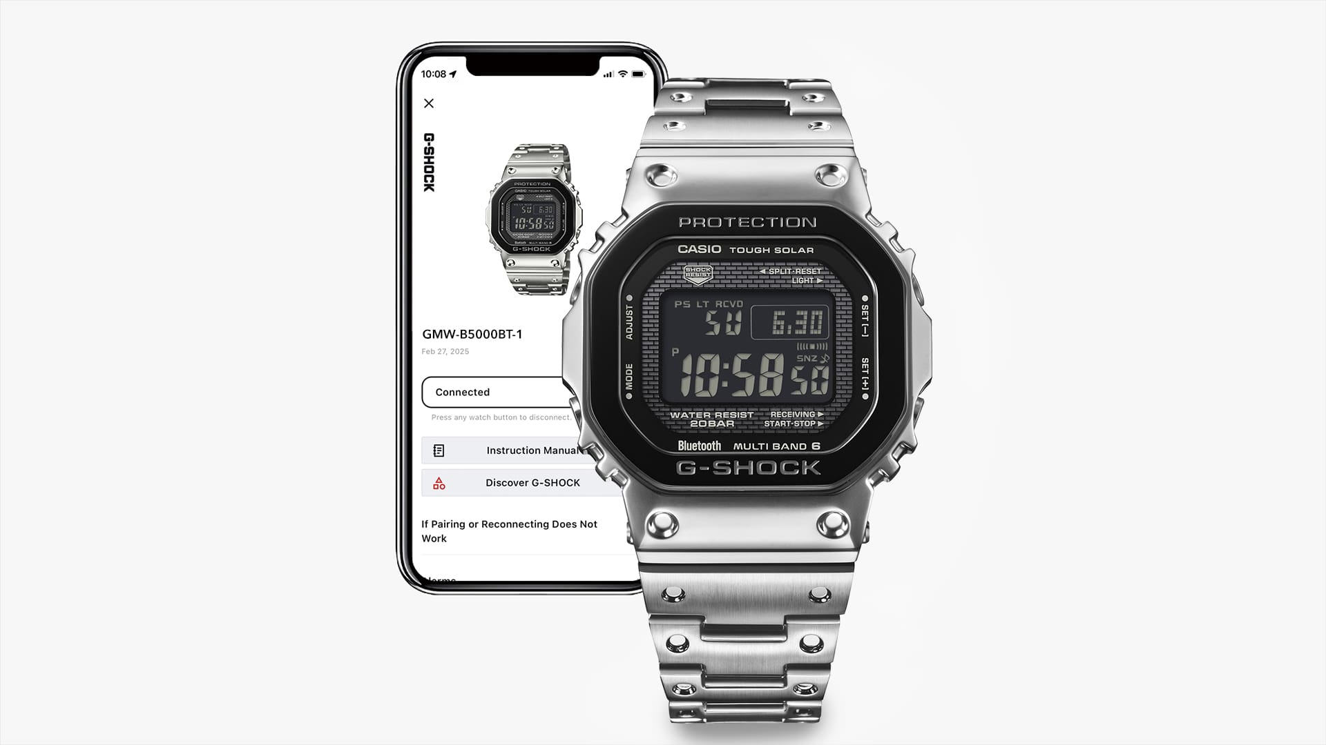 GMW-B5000BT-1 Reloj G-Shock de hombre correa de metal