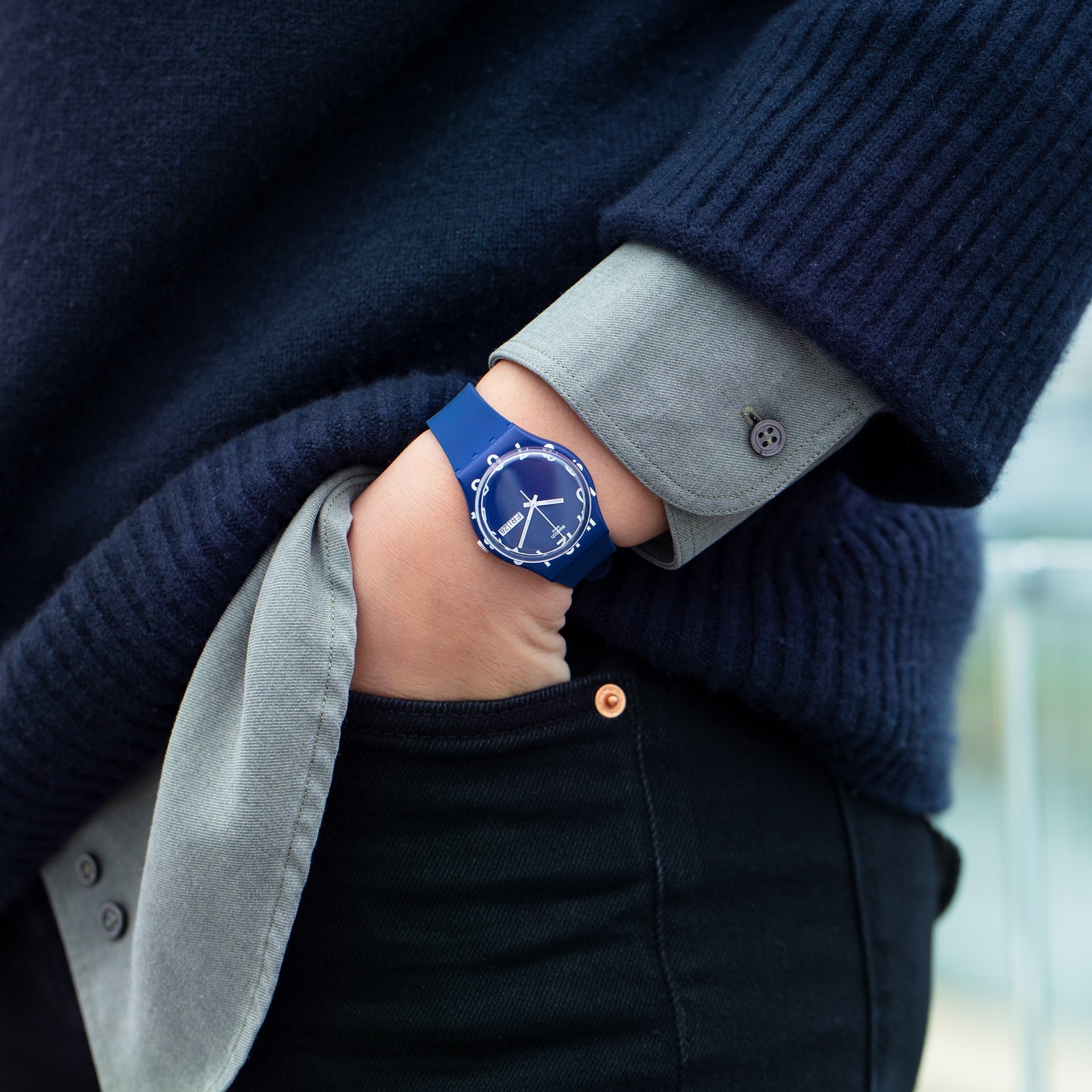 Swatch Over Blue de hombre pulsera de resina – GN726