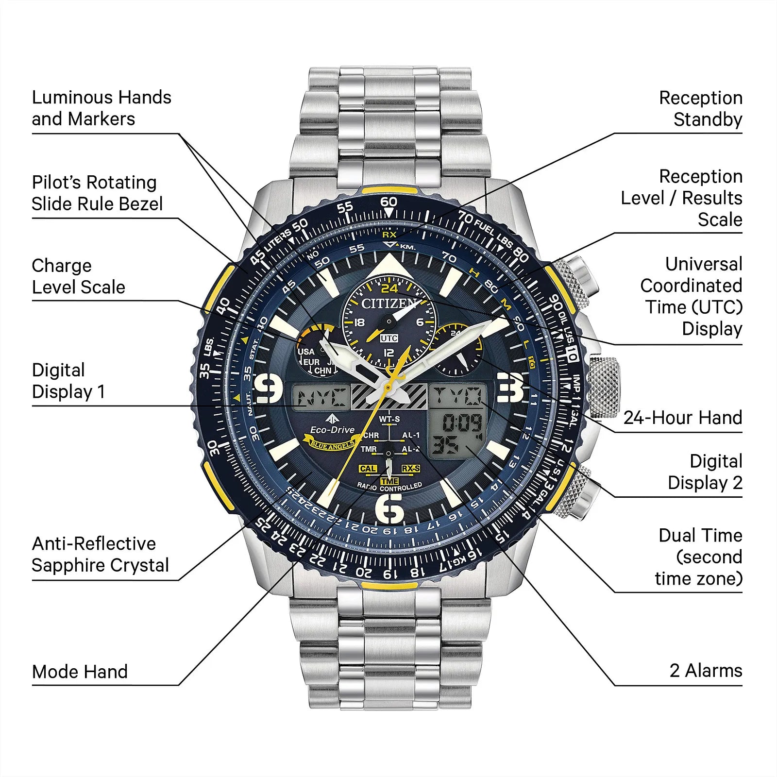 Citizen Promaster Skyhawk de caballero banda de metal Eco-Drive – JY8078-52L